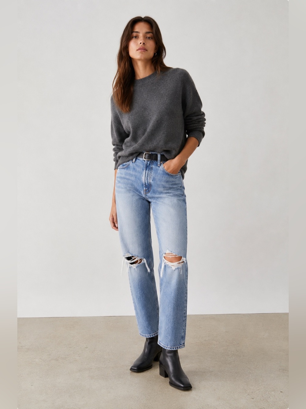 AGOLDE Riley High Rise Straight Jeans 26 Light Wash Distressed